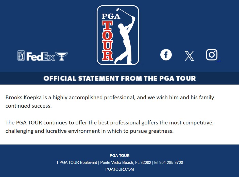 PGA Tour has issued a statement
