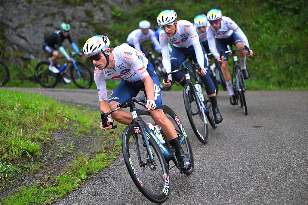 LUXEMBOURG, LUXEMBOURG - SEPTEMBER 21: Matheo Barusseau of France and Team TotalEnergies competes during the 85th Tour de Luxembourg, Stage 5 a 176.4km stage from Mersch to Luxembourg on September 21, 2025 in Luxembourg, Luxembourg. (Photo by Tim de Waele/Getty Images)