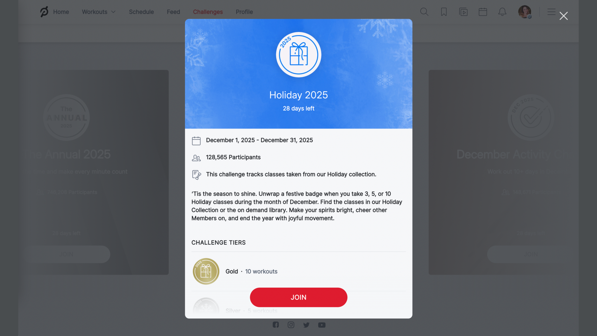 Opting in to Peloton Holiday 2025