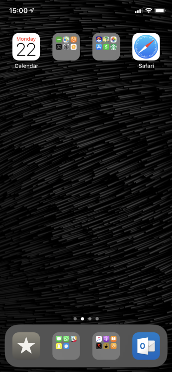 A minimal iPhone layout with only eight apps or app folders.