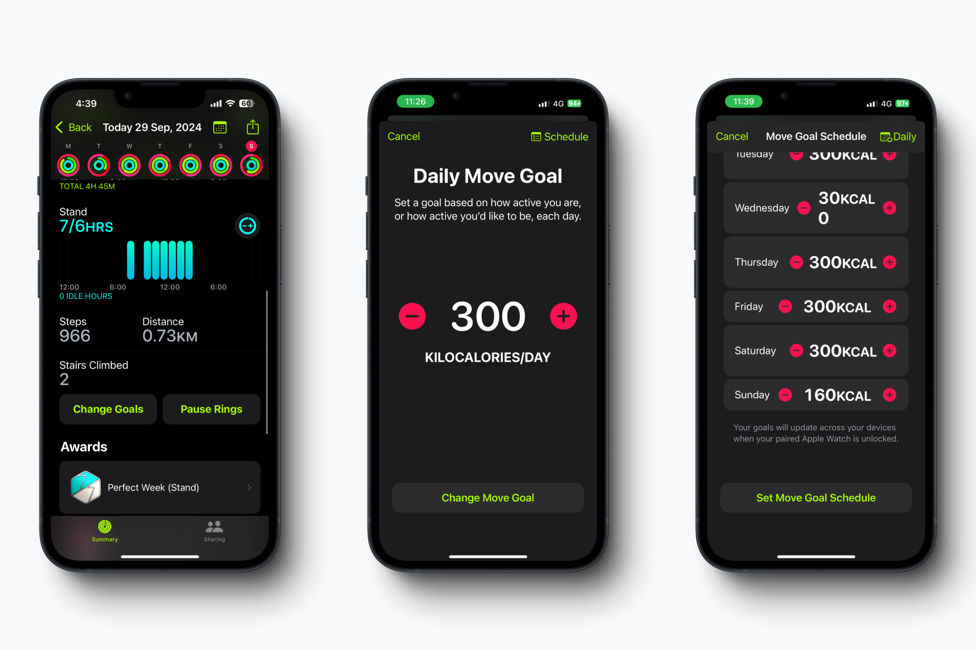 Editing Activity Rings goals.