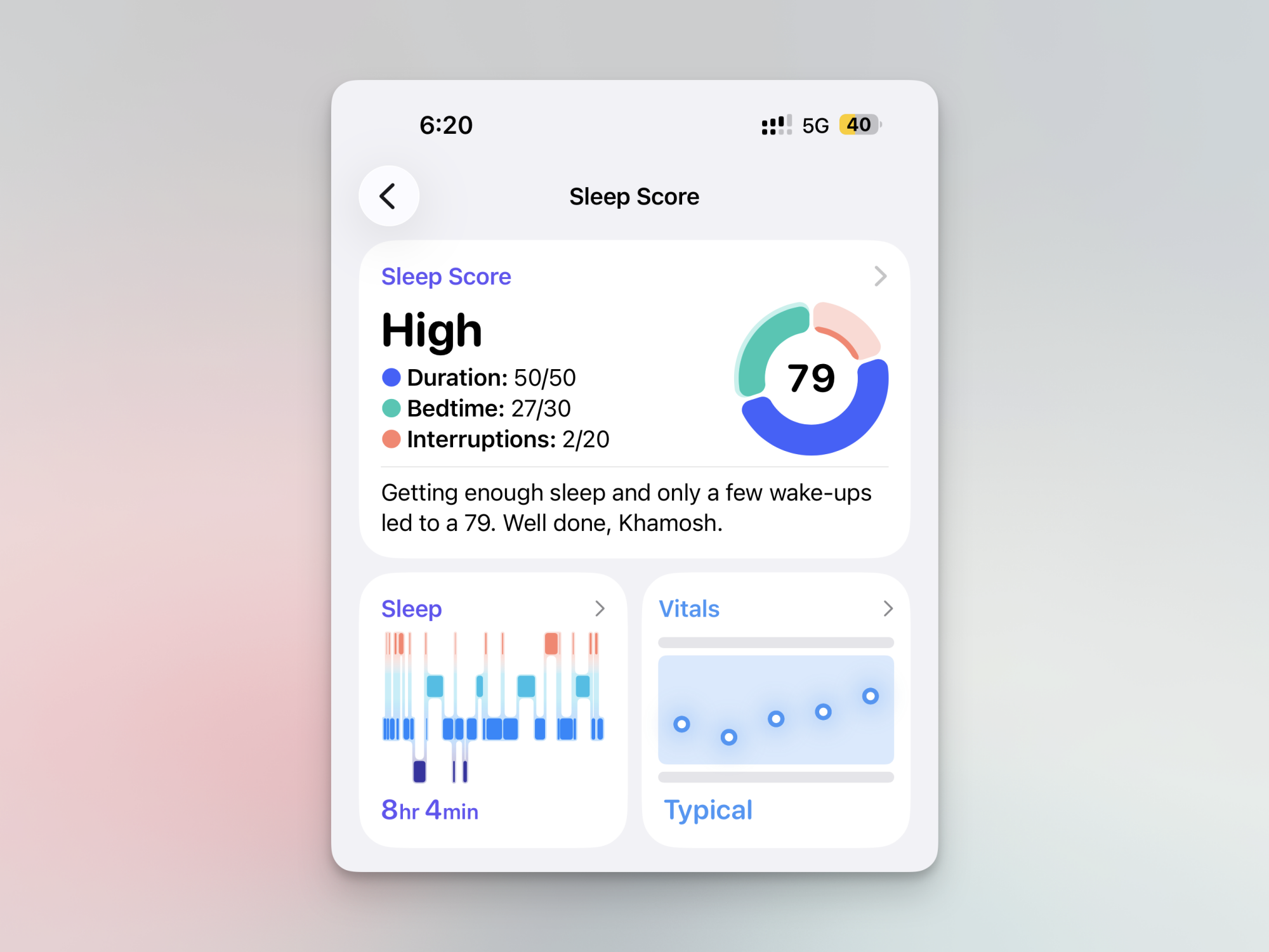Sleep Score from Apple Watch