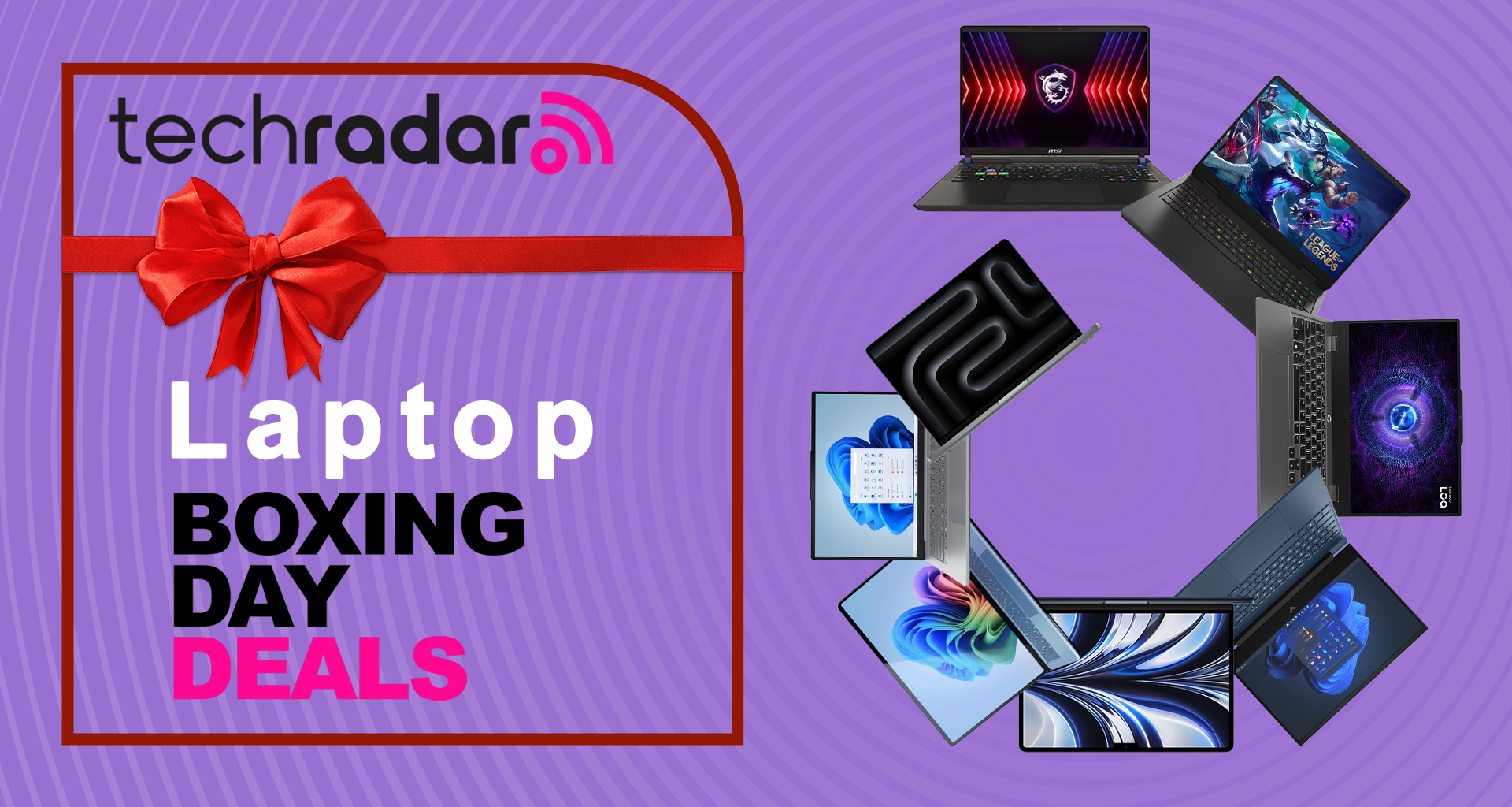 techradar laptop boxing day deals page with logo and laptops