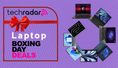 techradar laptop boxing day deals page with logo and laptops