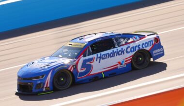 Kyle Larson #5 Hendrick Chevy races at Phoenix Raceway, Sunday November 2, 2025. Photo courtesy of Hendrick Motorsports.