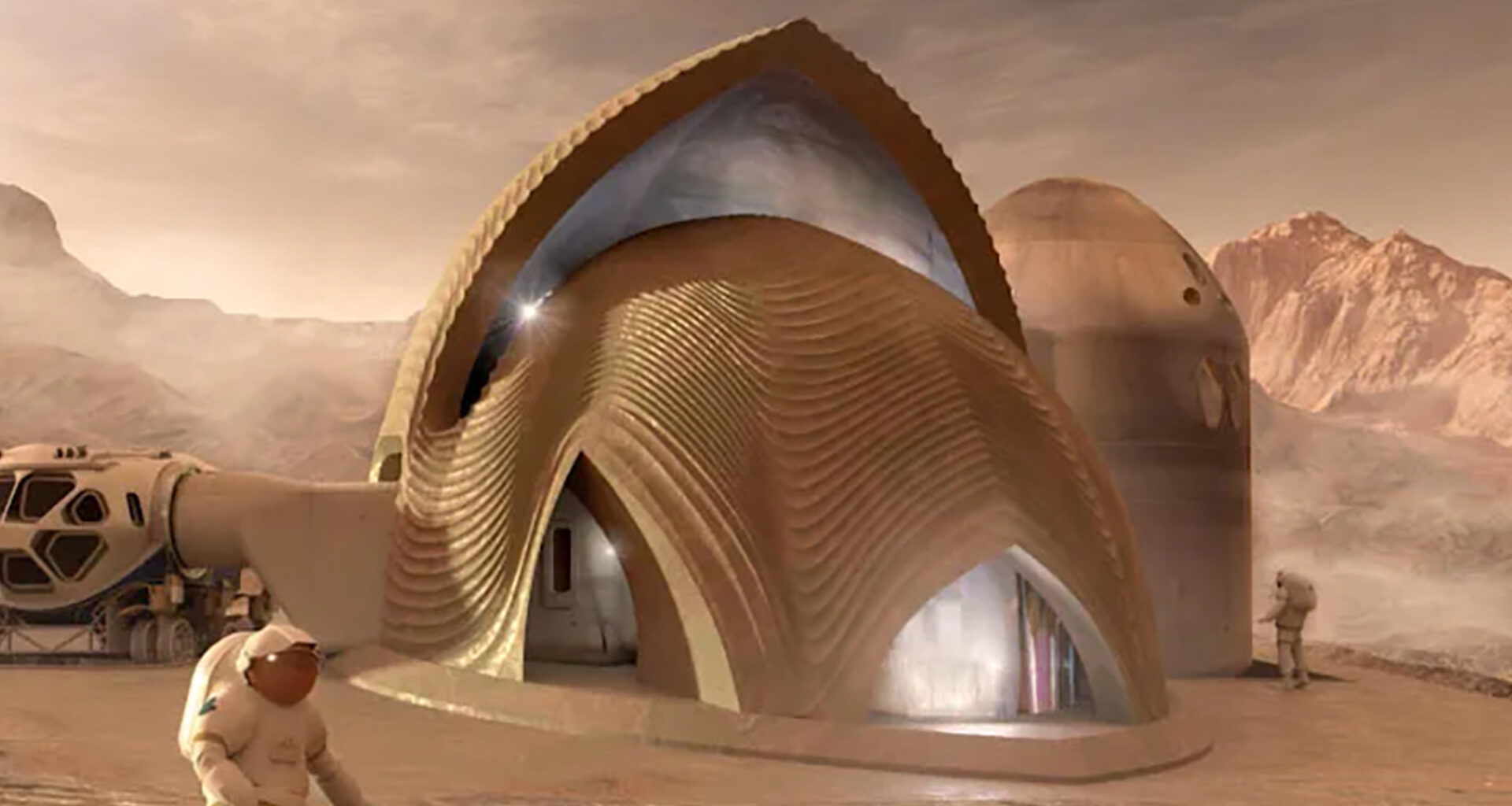 The stunning SPACE homes printed by swarms of 'miner robot' builders for Mars colonists living in vast 'tunnel cities'