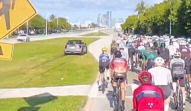 “This is why drivers hate us”: Fuming Mini driver goes off-road and flies up central reservation to overtake huge group of cyclists – as “entitled” riders accused of “blocking whole road” + more on the live blog