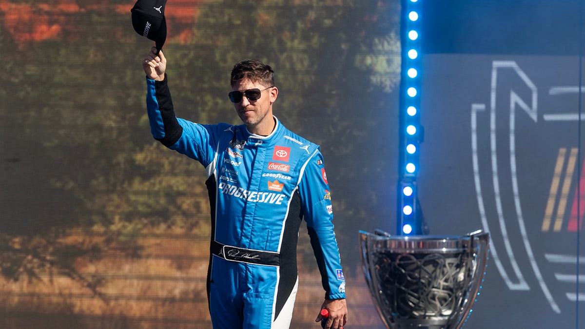 Denny Hamlin on the stage