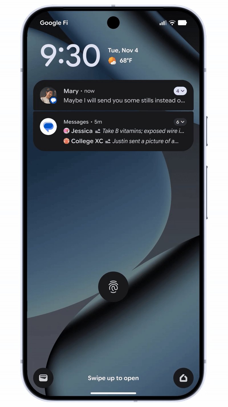Notification summaries on Android phone