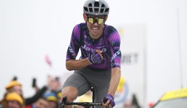 COURCHEVEL - COL DE LA LOZE, FRANCE - JULY 24: Ben O&amp;apos;Connor of Australia and Team Jayco AlUla celebrates at finish line as stage winner during the 112th Tour de France 2025, Stage 18 a 171.5km stage from Vif to Courchevel - Col de la Loze 2298m / #UCIWT / on July 24, 2025 in Courchevel - Col de la Loze, France. (Photo by Dario Belingheri/Getty Images)