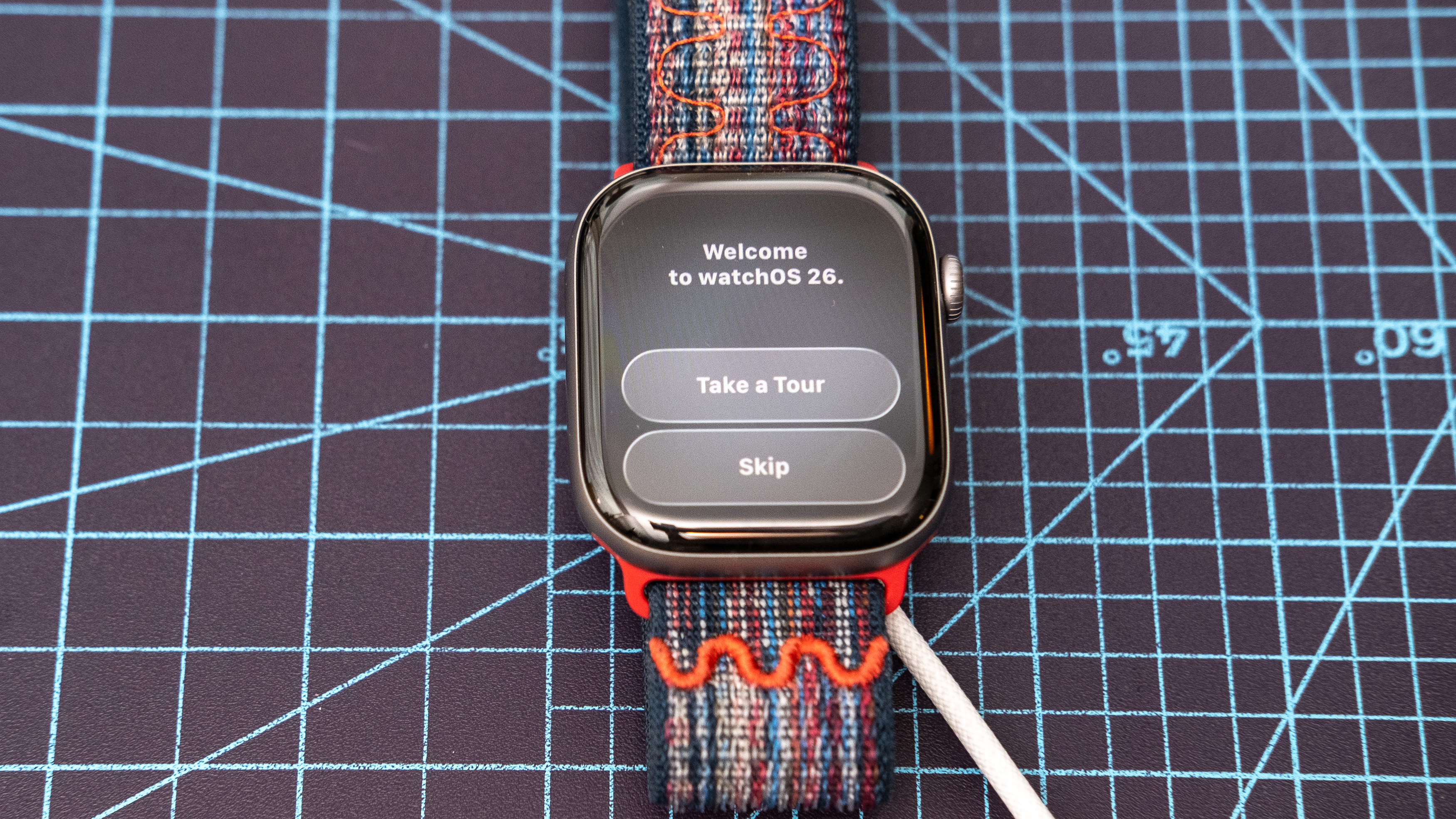 Apple Watch Series 11 close-up showing the setup and pairing process 