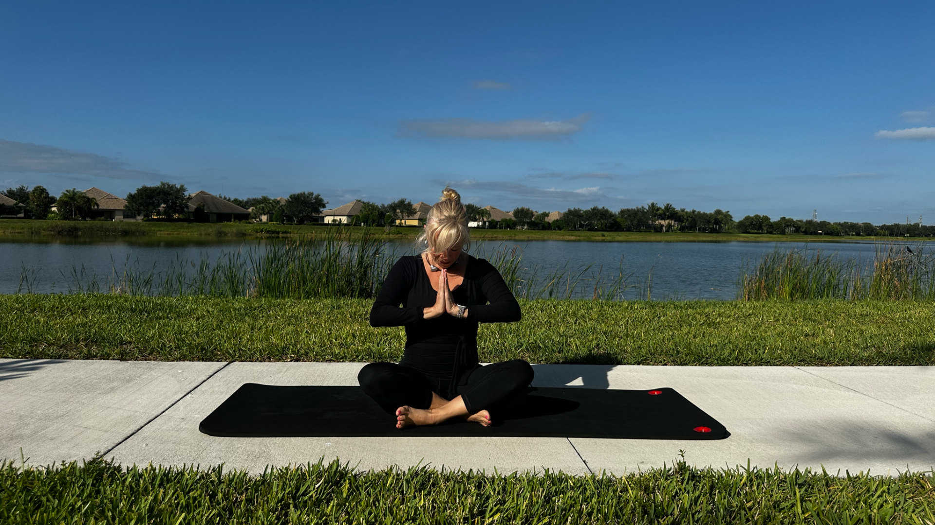 Woman does an outdoor yoga flow