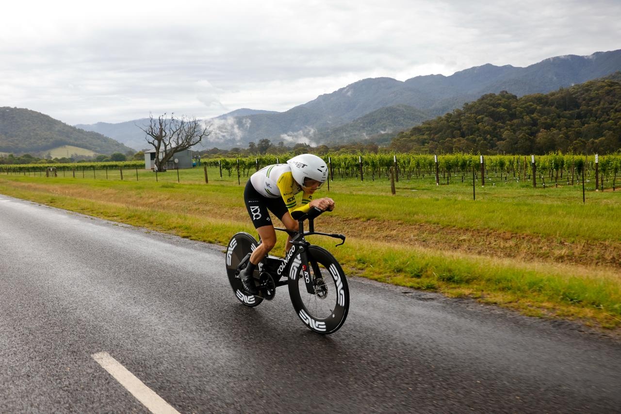 Brodie Chapman (UAE Team ADQ) on her way to victory at the stage 2 time trial