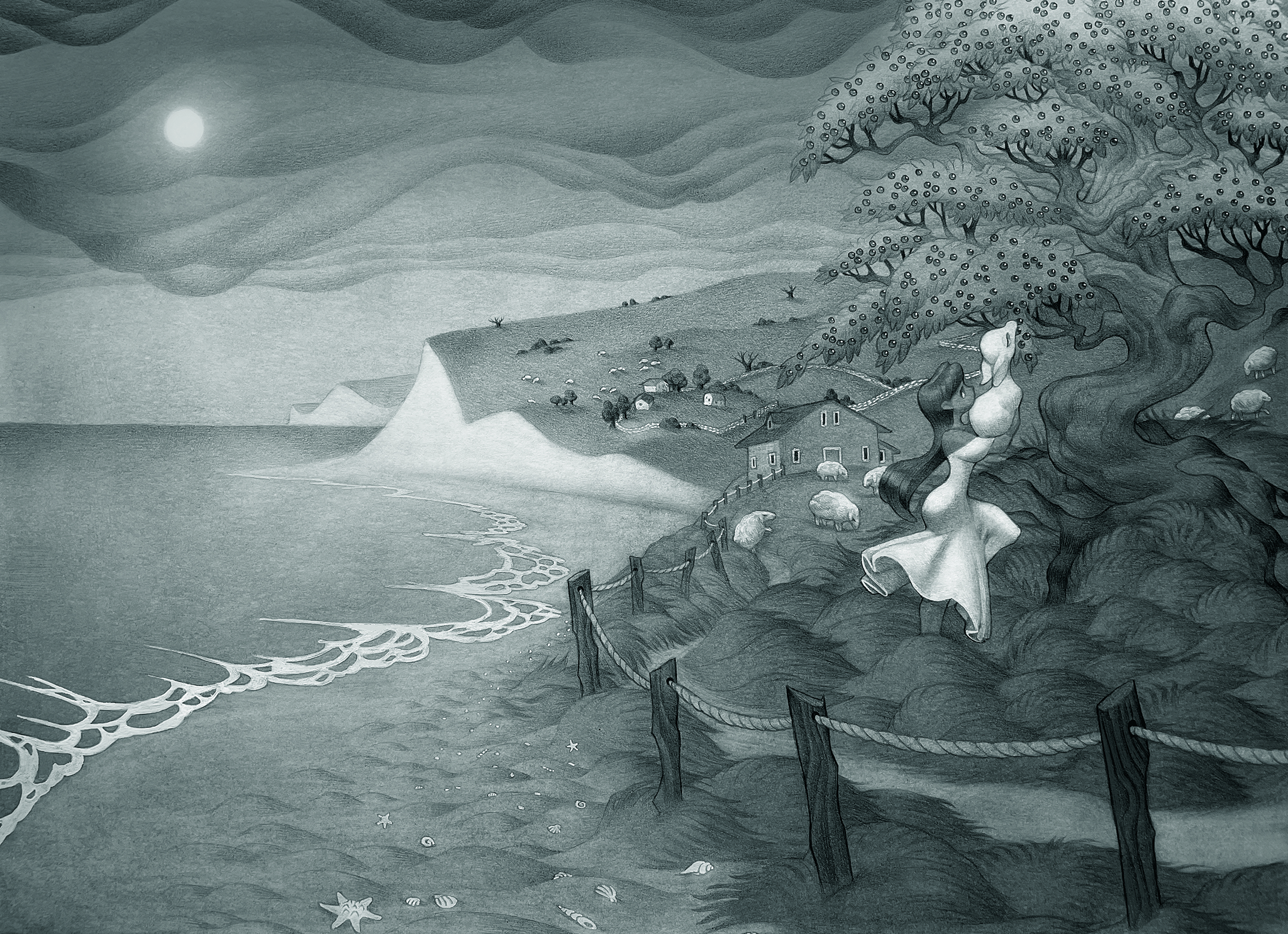 Medieval-inspired art drawn using mechanical pencils and gel pens