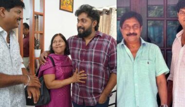 Shinoj with Sreenivasan and family. Photo: Instagram