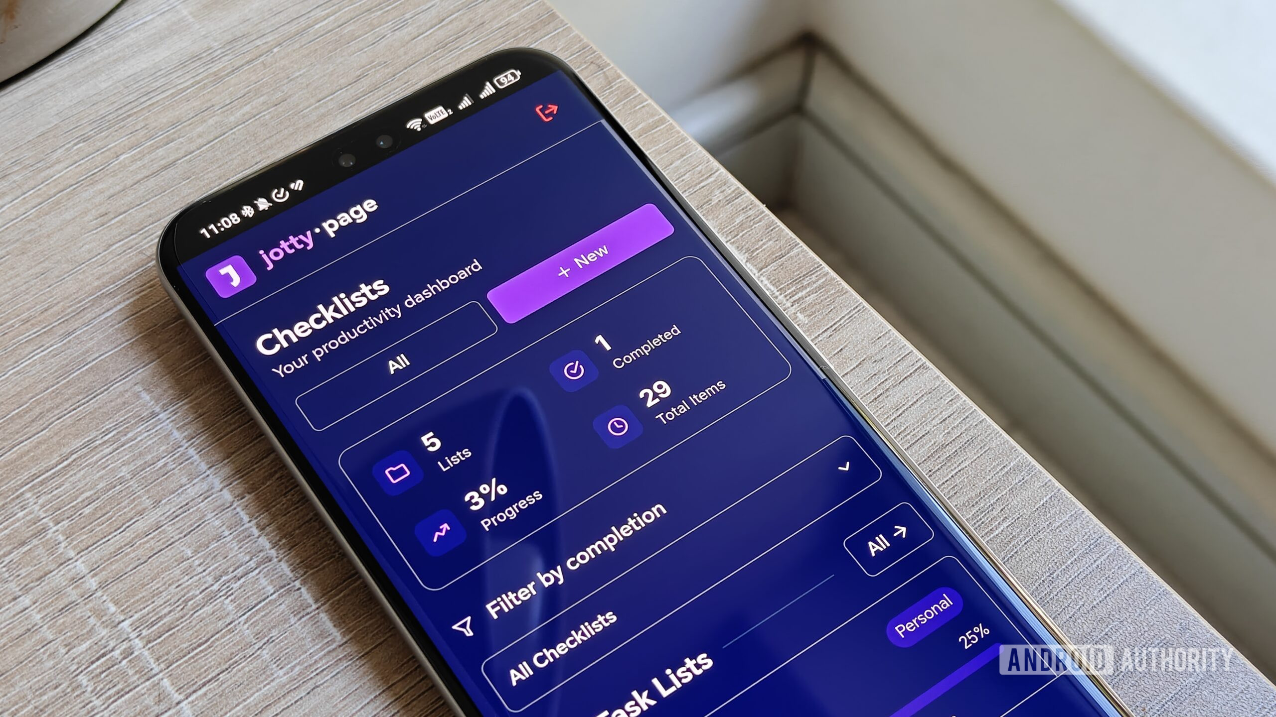 the jotty page app on an android phone
