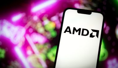 AMD logo on a mobile device.