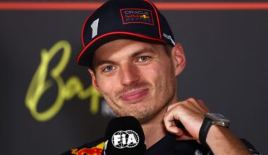 Race winner Max Verstappen of the Netherlands and Oracle Red Bull Racing in the Drivers Press Conference during the F1 Grand Prix of Azerbaijan at Baku City Circuit on September 21, 2025 in Baku, Azerbaijan. (Photo by Clive Rose/Getty Images) // Getty Images / Red Bull Content Pool //