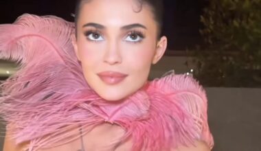 Kylie Jenner's Pink Party Dress Is Backless and Covered in Feathers
