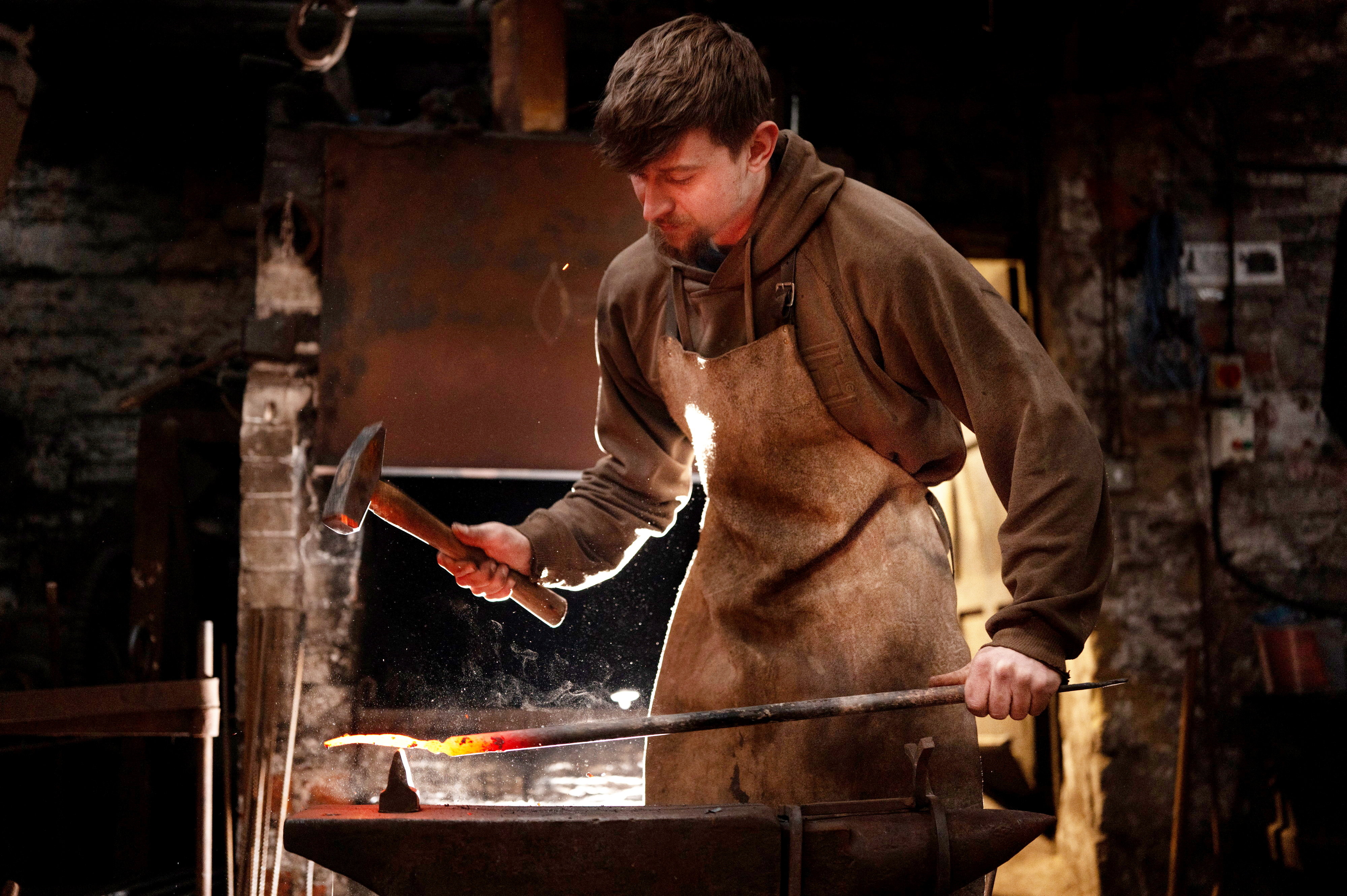 Teenager shunned university to become traditional blacksmith at 19