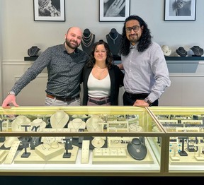 AVLIS Jewelry co-owners Raffi Nalkranian, left, Silva Yadav and Raj Yadav. (Supplied)