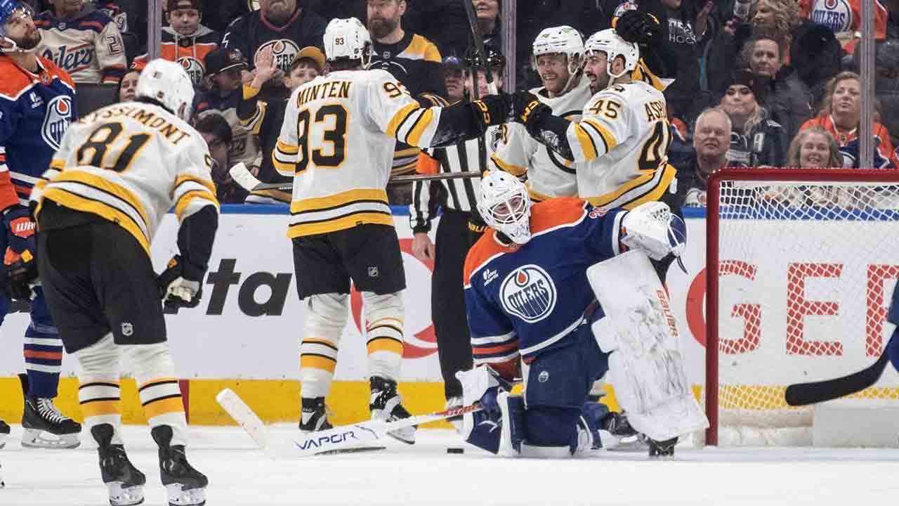Oilers undone by Pastrnak's three-point effort in loss to Bruins