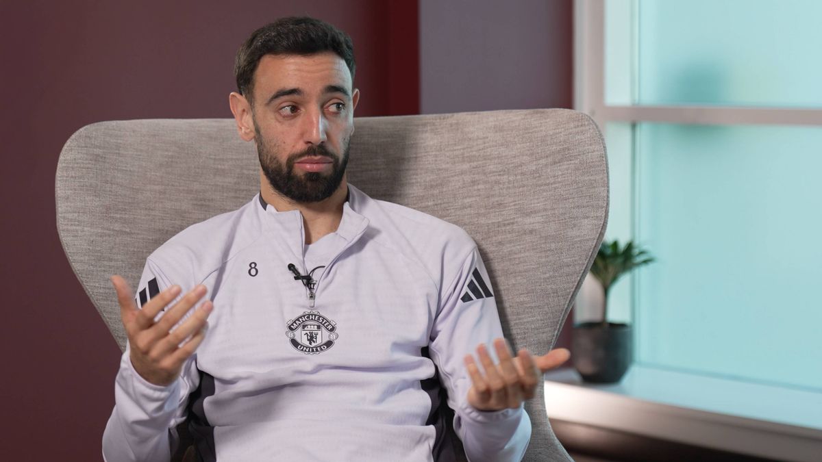Bruno Fernandes speaks during an interview