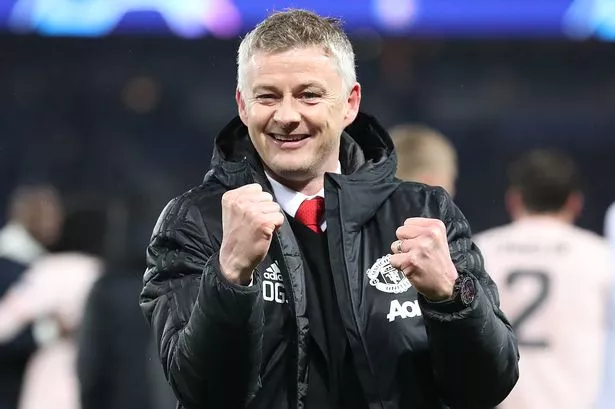 Ole Gunner Solskjaer celebrates during his previous spell as Manchester United manager.