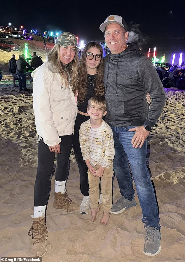 Biffle is seen with his wife, Christina, son, Jack, and his daughter, Emma. The family was among six casualties in Thursday's tragic plane crash at Statesville Regional Airport