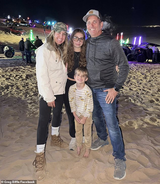 The late NASCAR icon is seen with his wife, Christina, their son Ryder, and his daughter, Emma