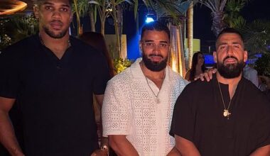 Joshua pictured with friends Latif Ayodele (centre) and Sina Ghami who both died in the crash