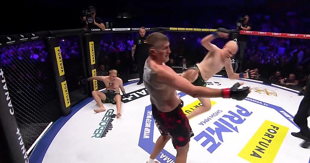 Wach, who is 6ft 7in, managed to easily avoid his opposition's attempts to take him down