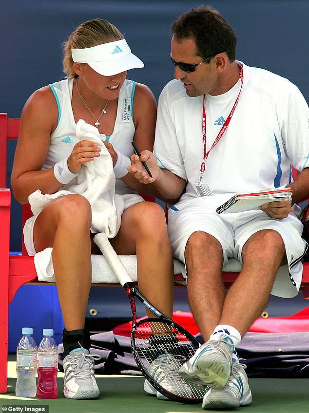 Anna-Lena Groenefeld (left) previously said her old coach Rafael Font de Mora (right) made her 'work like a puppet under him' (pictured in 2006)