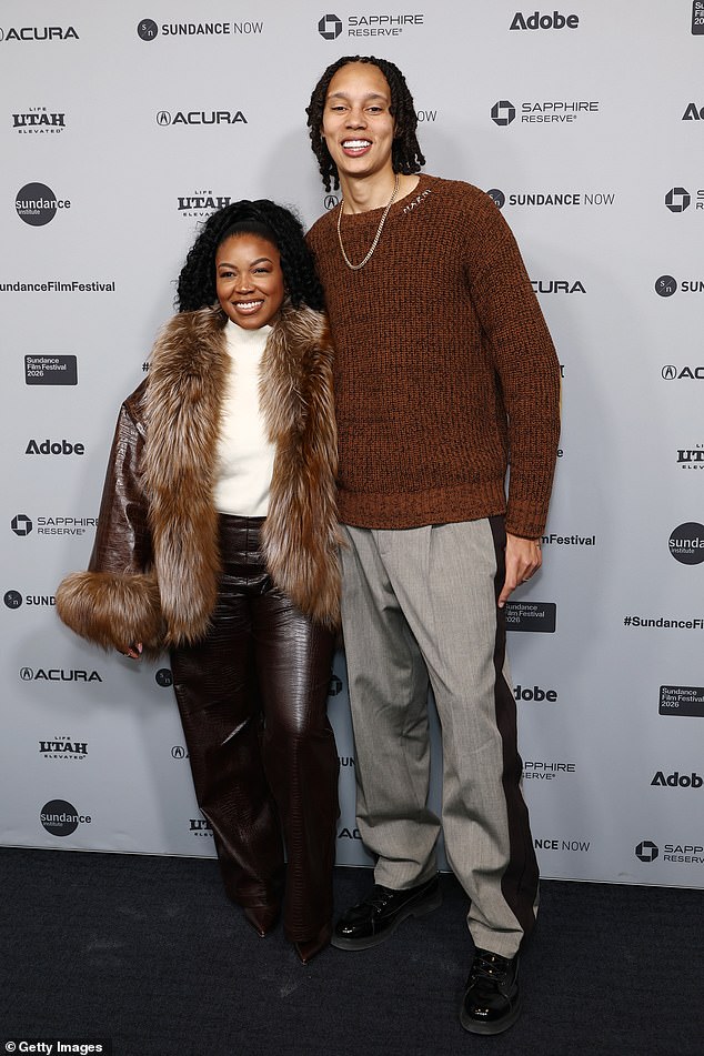 Brittney Griner and her wife Brittney Griner attend "The Brittney Griner Story " Premiere during the 2026 Sundance Film Festival at The Ray Theatre