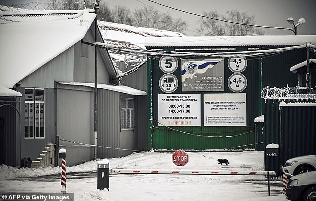 This picture taken on on November 19, 2022 shows the entrance of the penalty colony IK-2in the town of Yavas in Mordovia, where Brittney Griner spent 10 months a few years ago