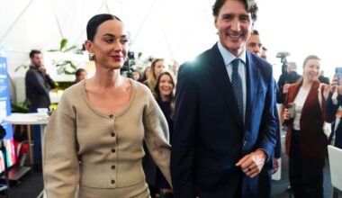 Katy Perry swaps her signature wild style for conservative chic with Justin Trudeau in Davos