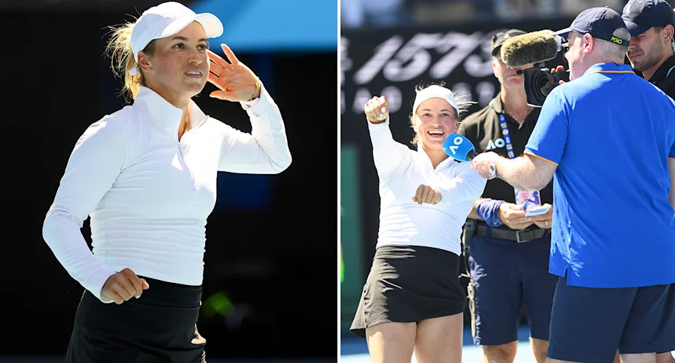Yulia Putintseva, pictured here taunting fans at the Australian Open.