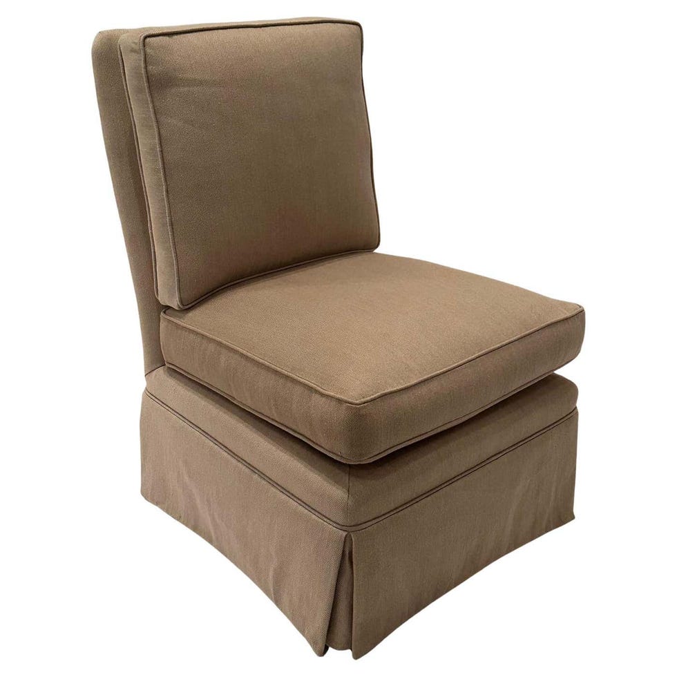 Billy Baldwin Style Linen Upholstered Slipper Chair