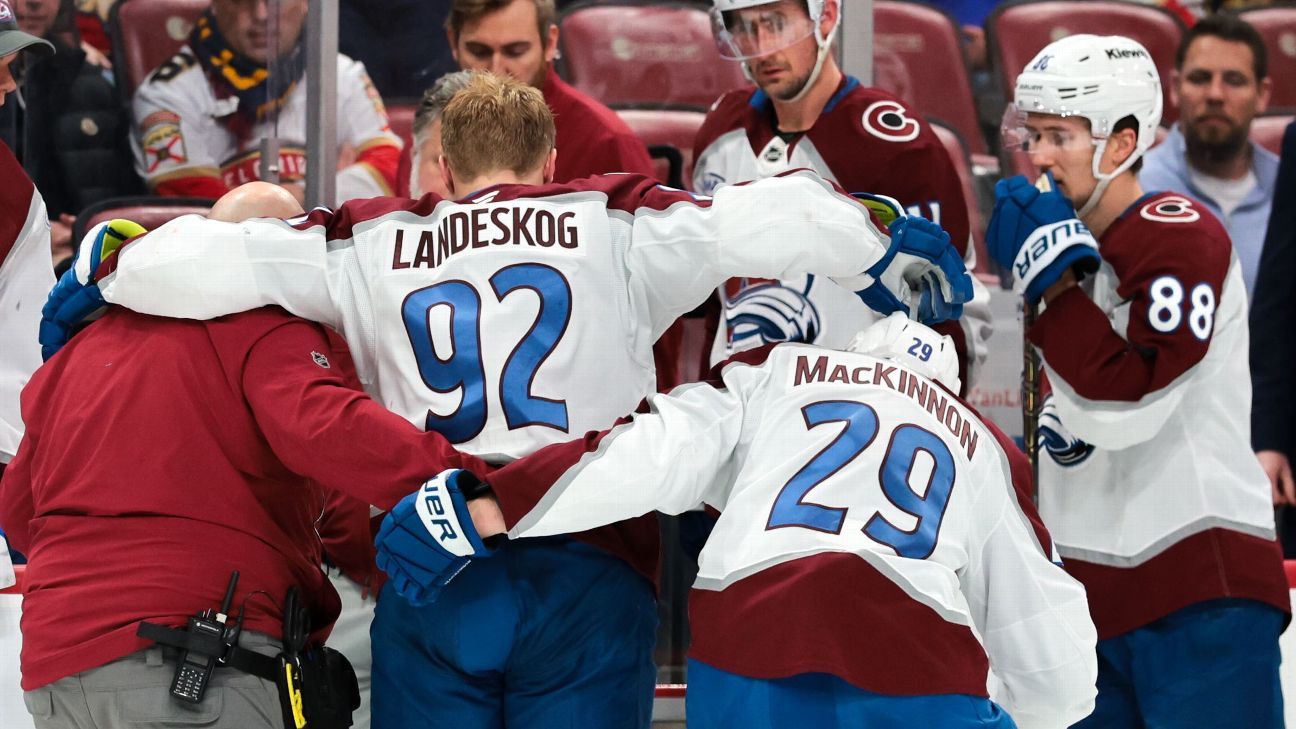 Gabriel Landeskog exits Colorado Avalanche loss with injury