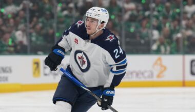 Haydn Fleury rejoins Jets after violent collision into boards