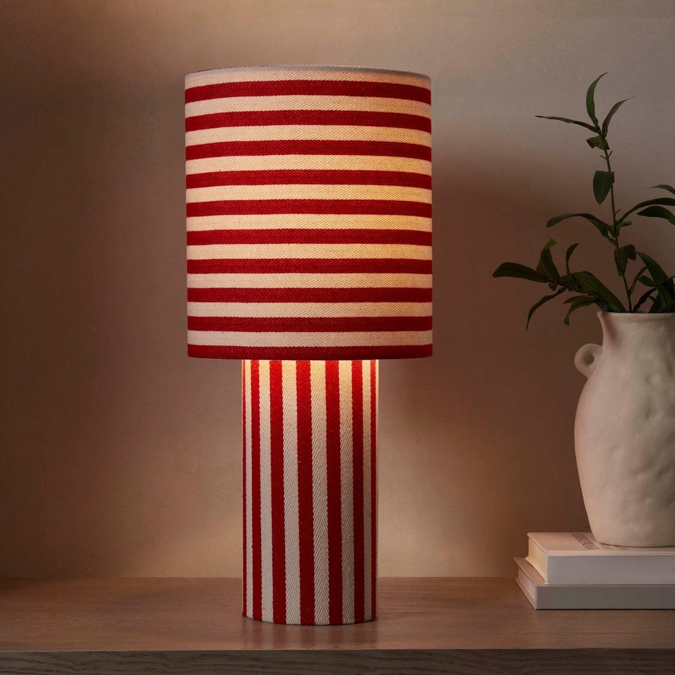 Lucia Striped Table Lamp - Red/White