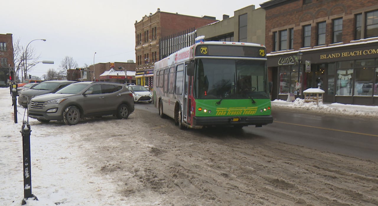 See transit bus in Charlottetown, winter.