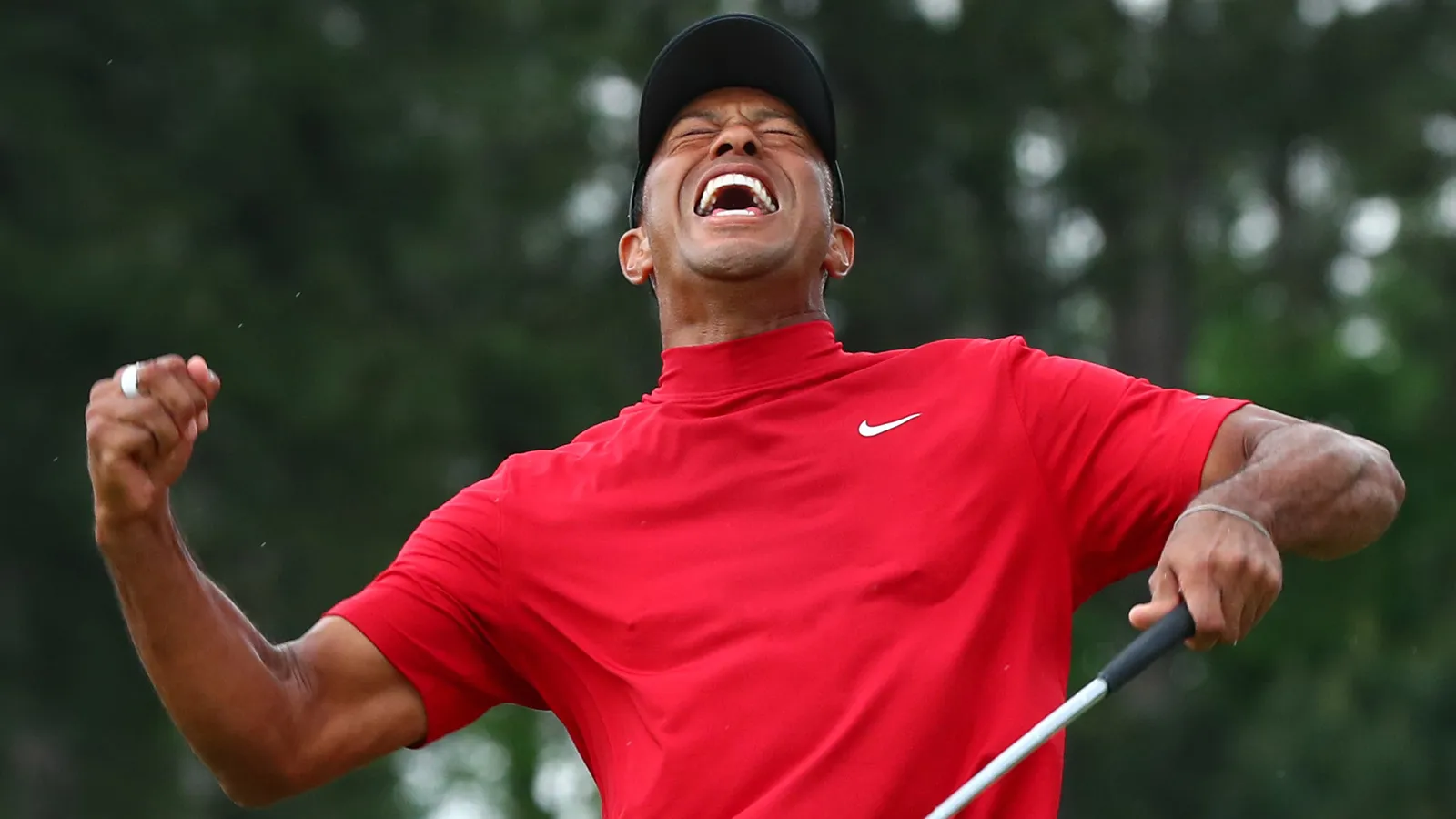 Tiger Woods celebrates after winning The Masters in 2019