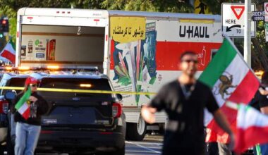 Protesters try to attack driver after truck speeds through L.A. anti-Iran protest - National