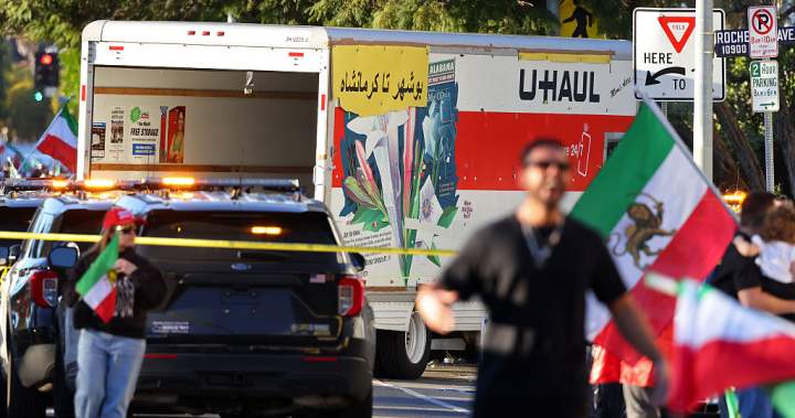Protesters try to attack driver after truck speeds through L.A. anti-Iran protest - National