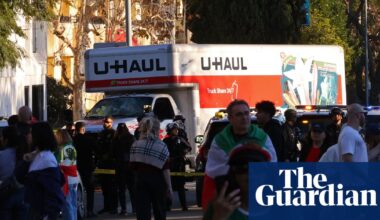 U-Haul truck speeds through Los Angeles march supporting Iranian people | Los Angeles