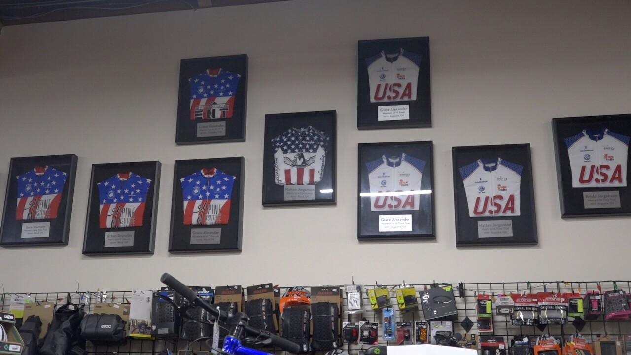 National Championship jerseys line the wall at Endurance Boise