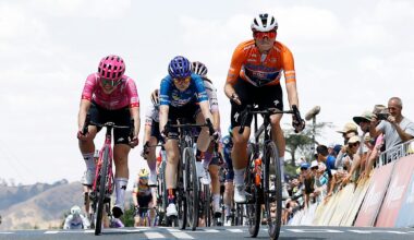 Ally Wollaston (Team FDJ United - Suez) wins stage two of the Santos Tour Down Under, on January 18, 2026 (Photo: Con Chronis/Getty Images)