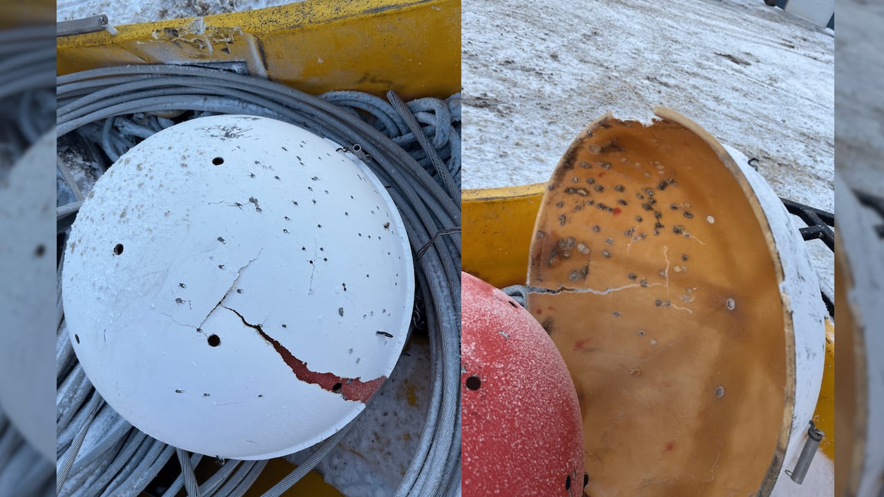 Composite image showing a round object with multiple holes 