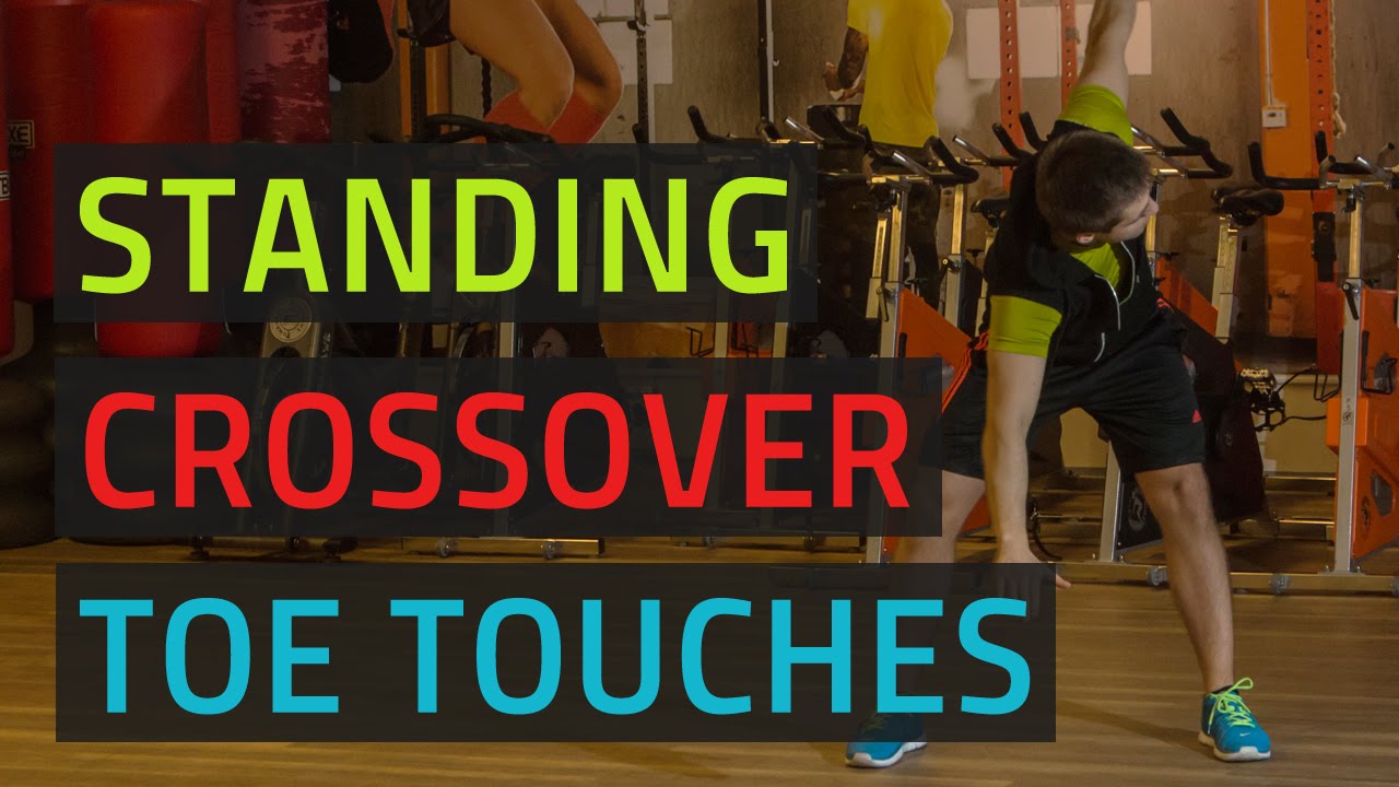 Standing Crossover Toe Touches - YouTube